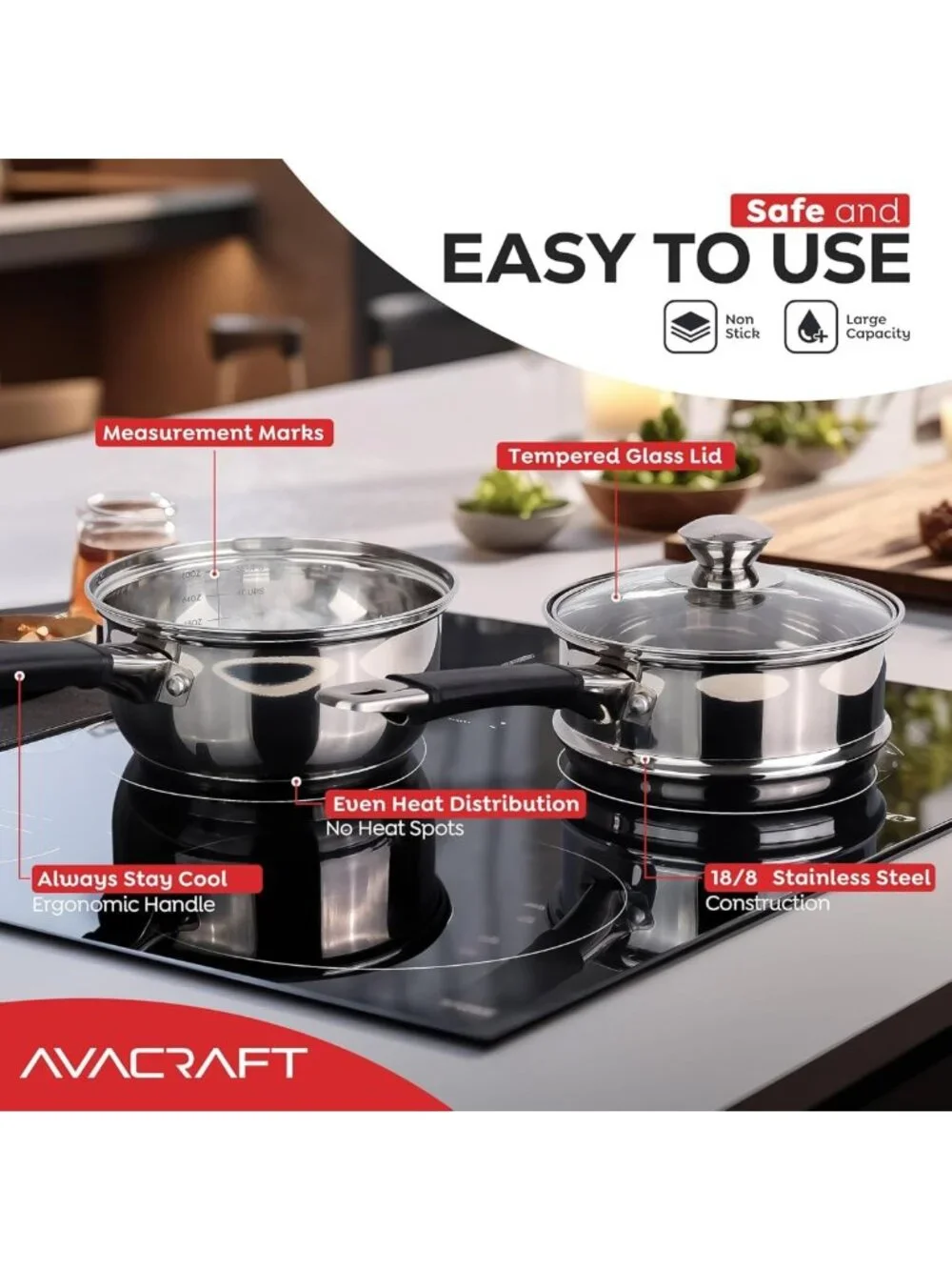 1.5 Quart Stainless Steel Double Boiler with Glass Lid - Perfect for Melting